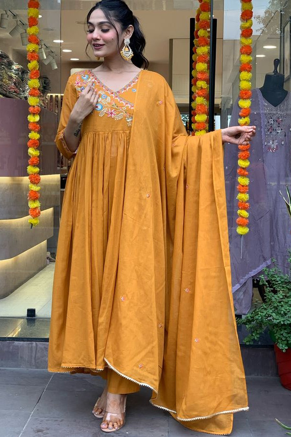 Viscose Chanderi Embroidery Suit Set