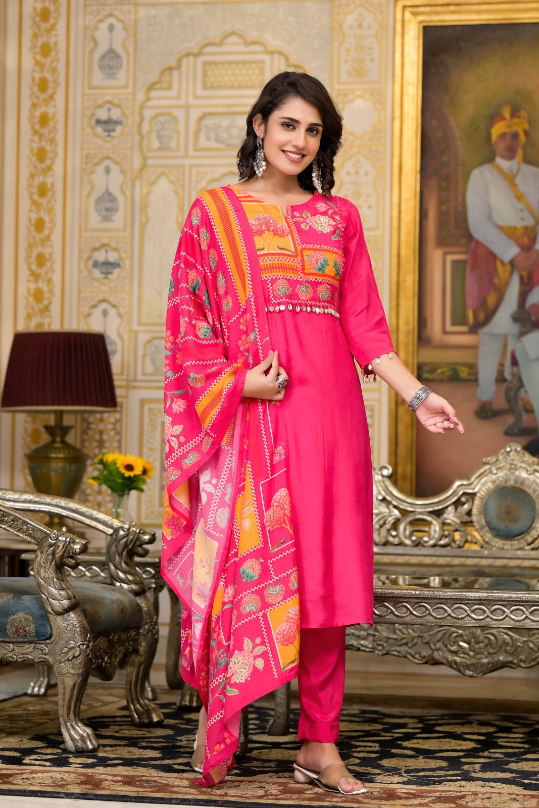 Rosy Grace Roman Silk Suit Set
