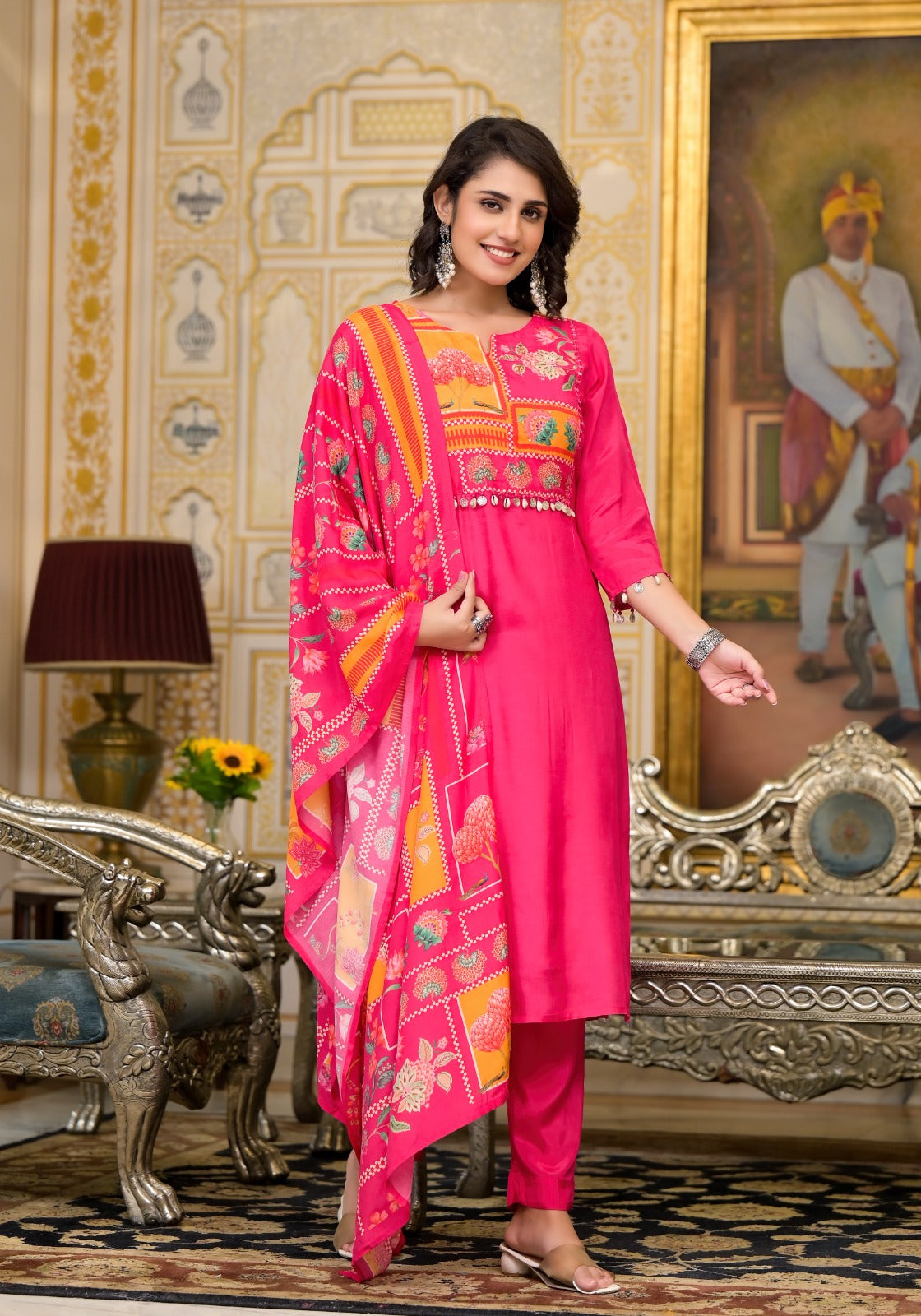 Rosy Grace Roman Silk Suit Set