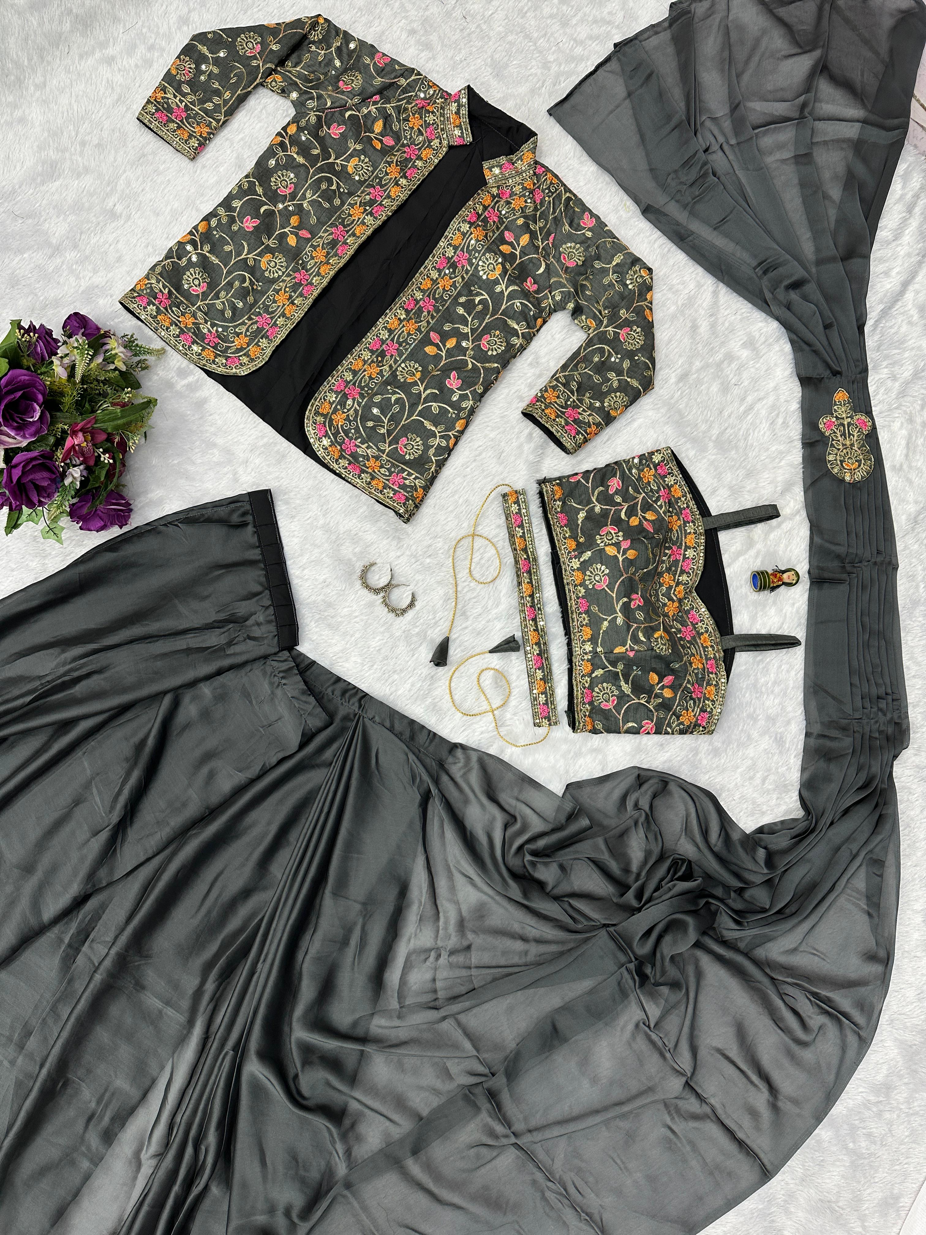 Rangoli Silk Indo-Western with Embroidered Ready-to-Wear Saree