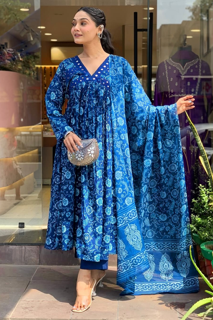 Pure Cotton Grace Embroidered Cotton Kurti Set