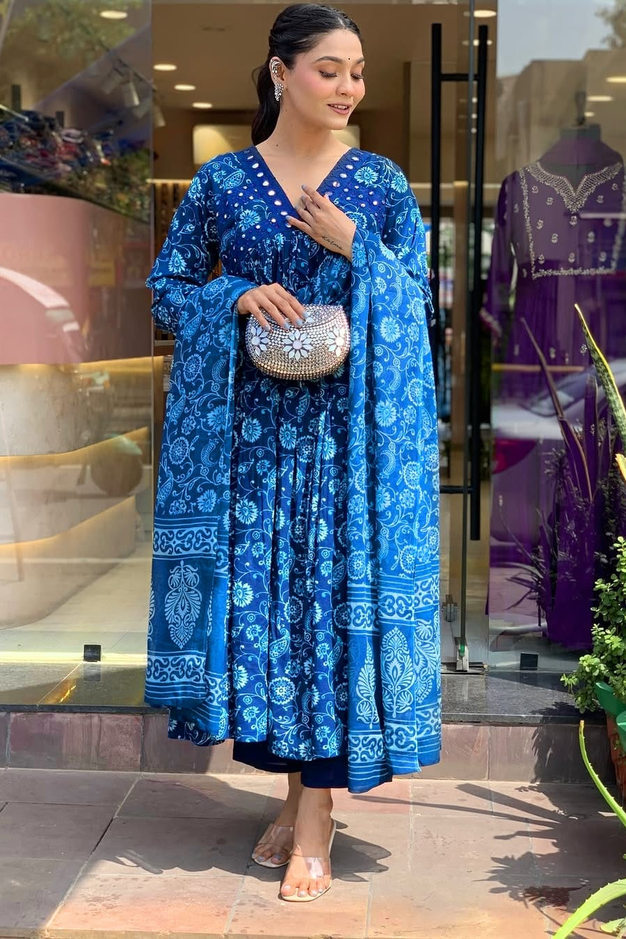Pure Cotton Grace Embroidered Cotton Kurti Set
