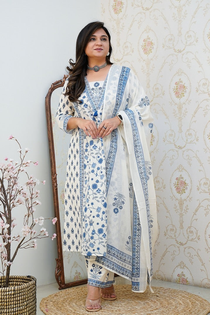 Trending Floral Soft Cotton Kurta Set