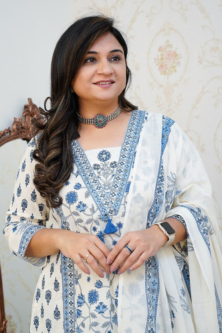 Trending Floral Soft Cotton Kurta Set