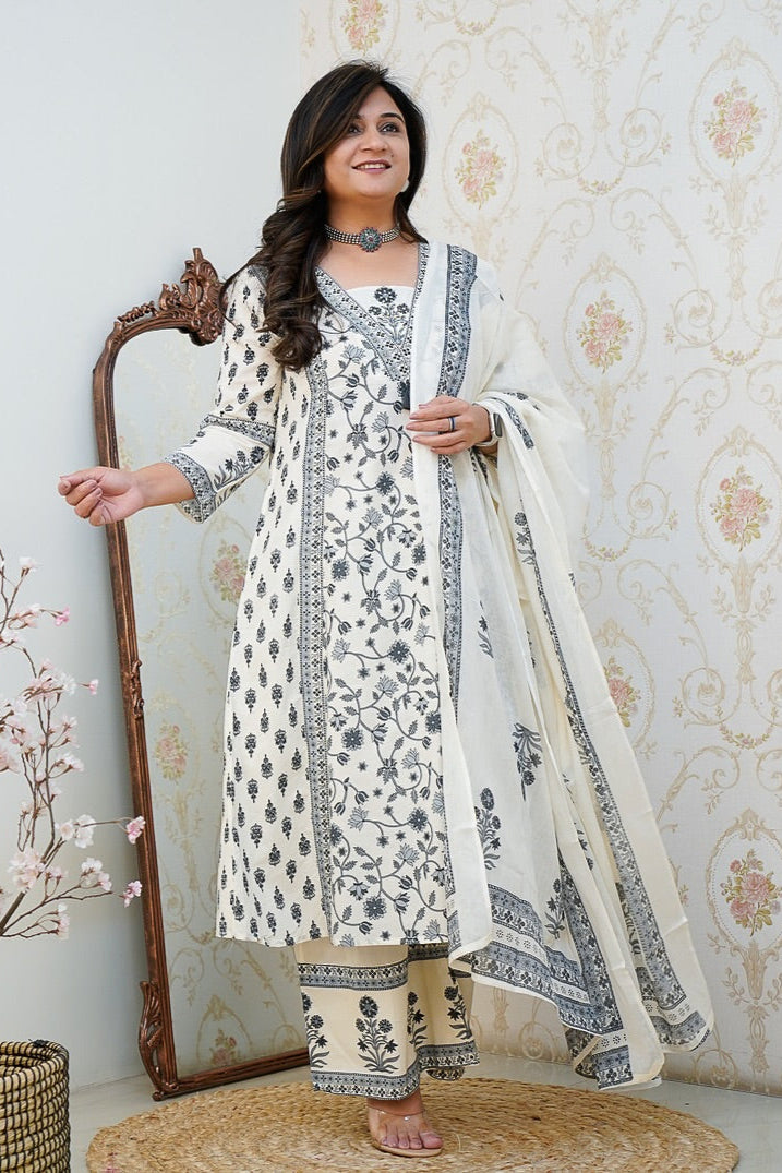 Trending Floral Soft Cotton Kurta Set