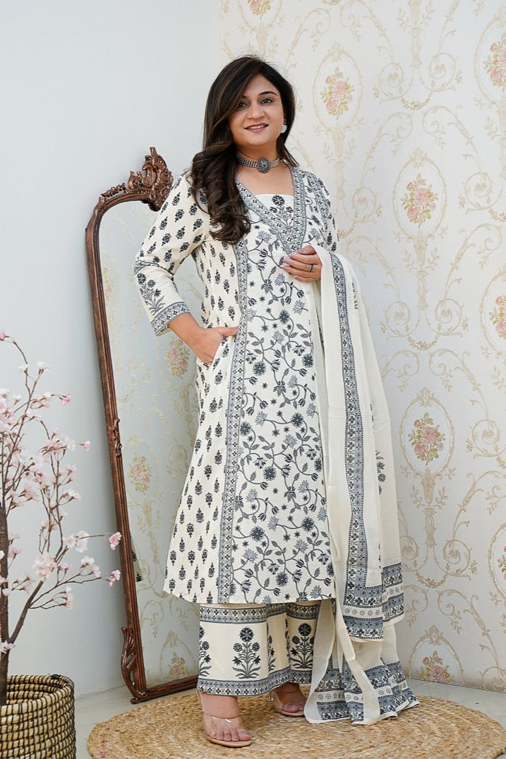 Trending Floral Soft Cotton Kurta Set