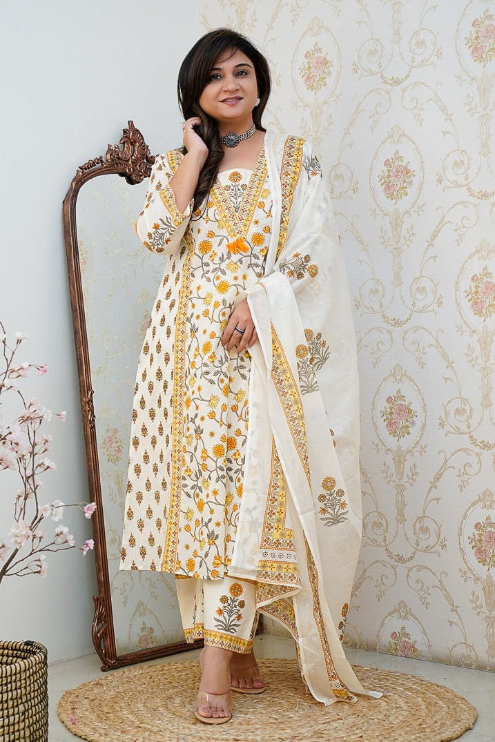 Trending Floral Soft Cotton Kurta Set