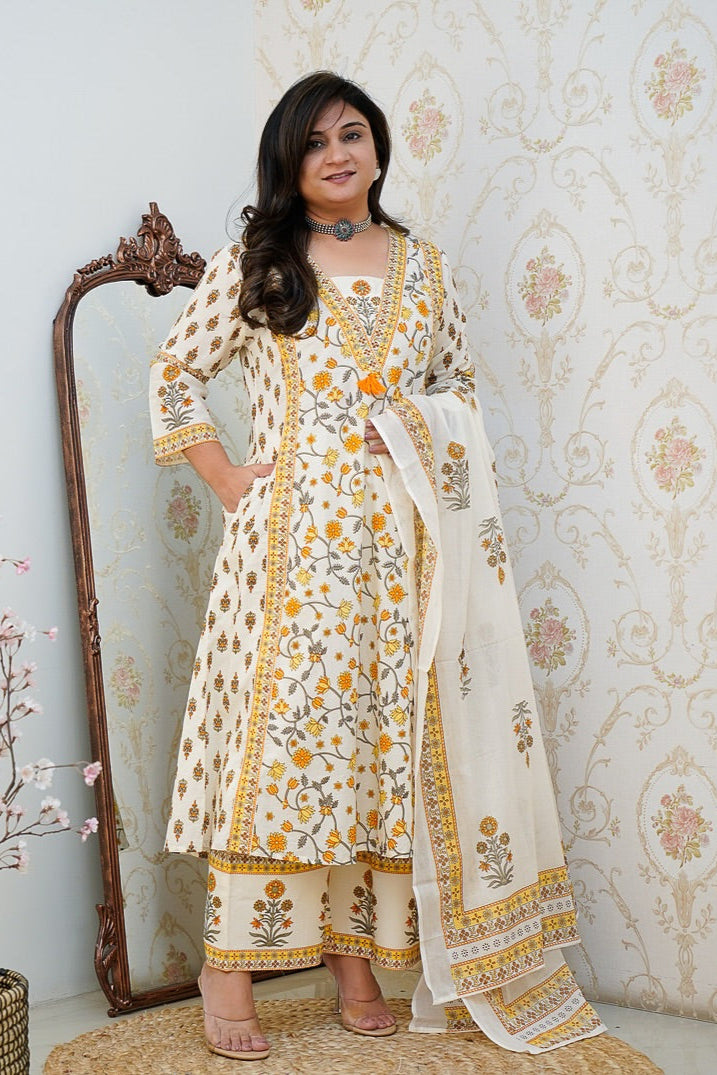 Trending Floral Soft Cotton Kurta Set