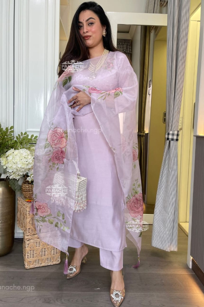 Lavender Grace Handwork Cotton Suit Set