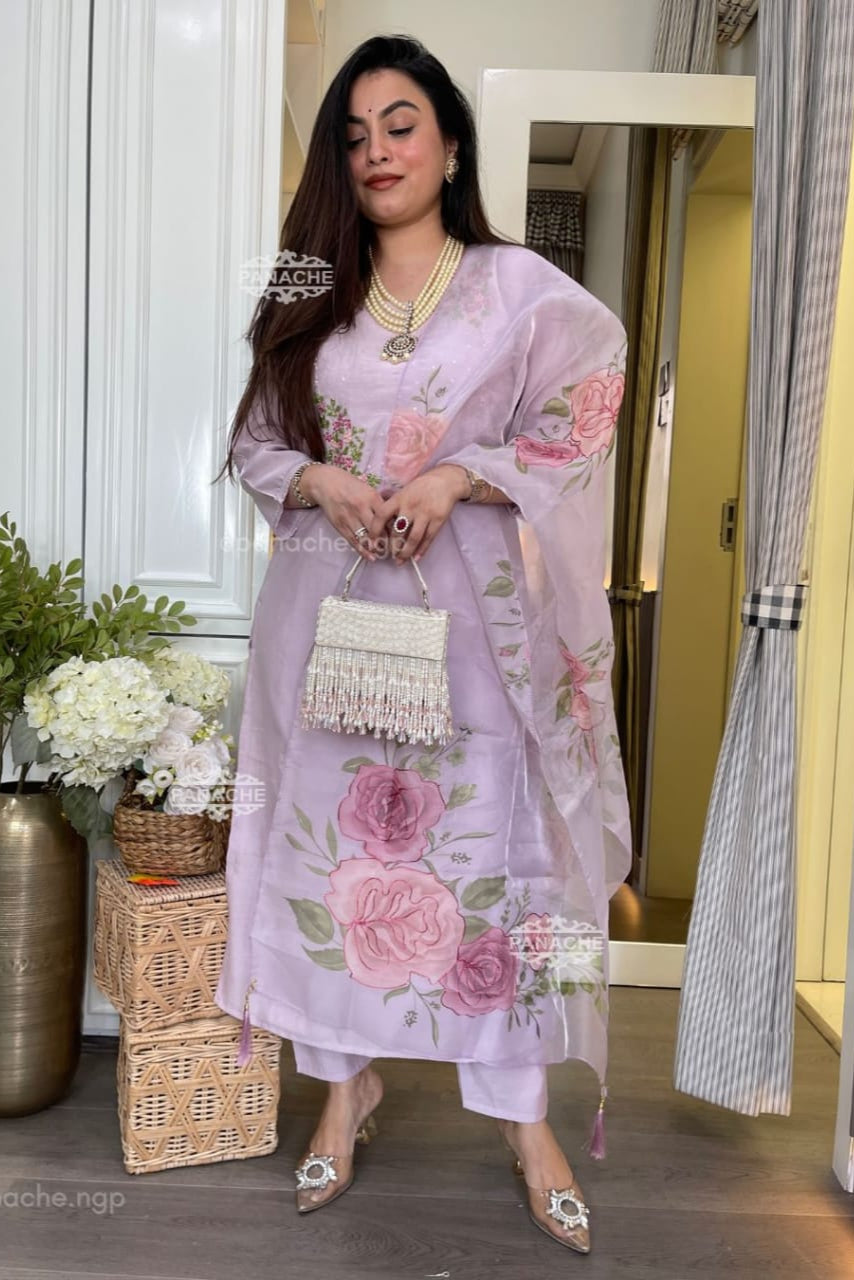 Lavender Grace Handwork Cotton Suit Set