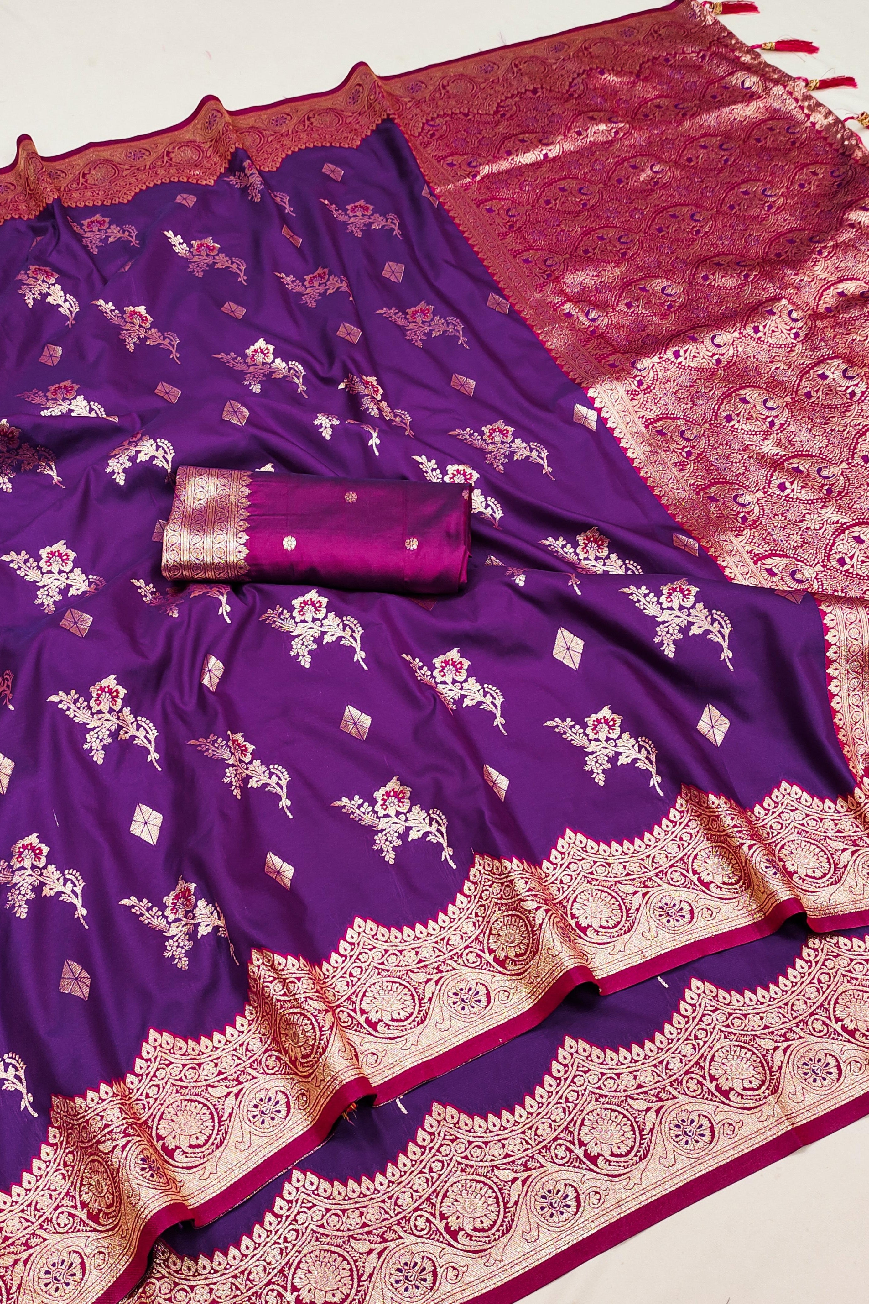 Soft Banarasi Silk Meenakari Weaving Saree