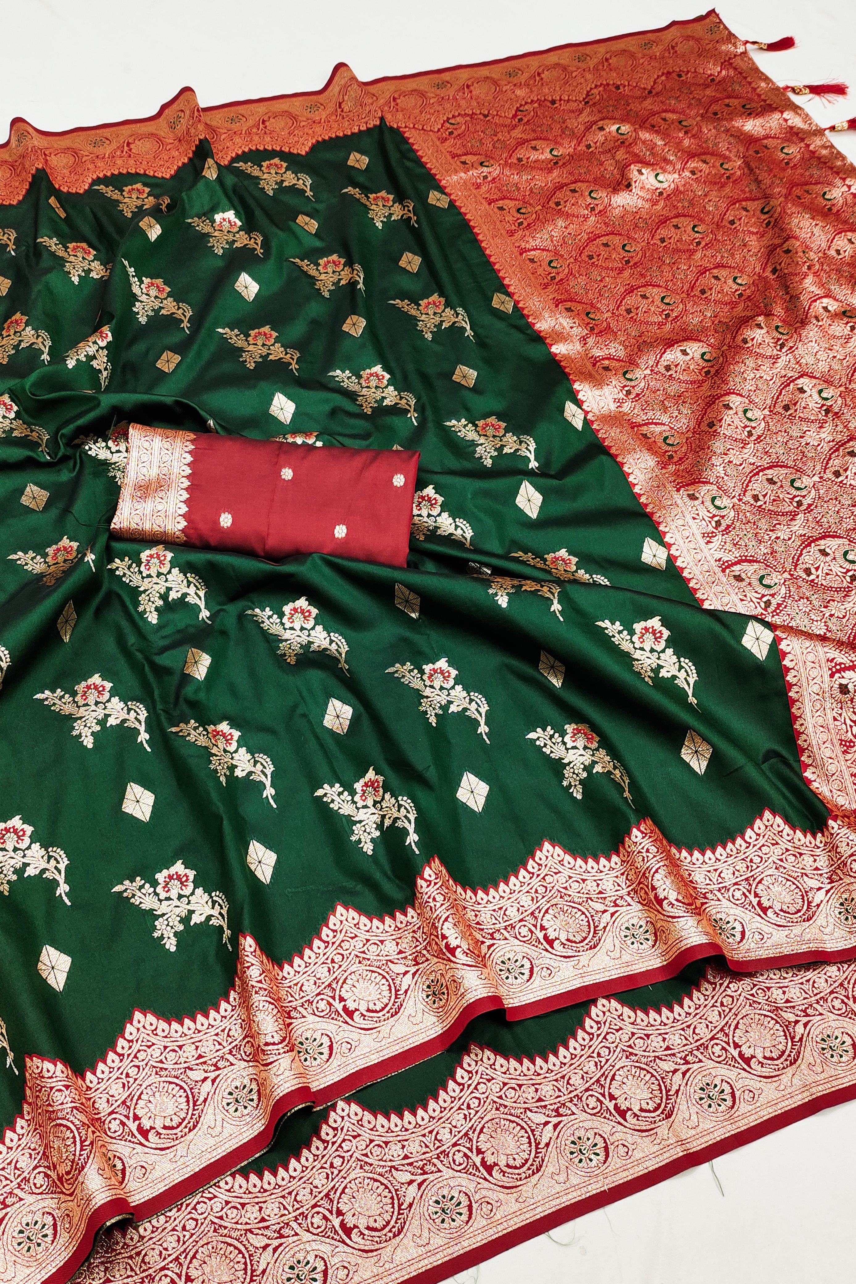 Soft Banarasi Silk Meenakari Weaving Saree