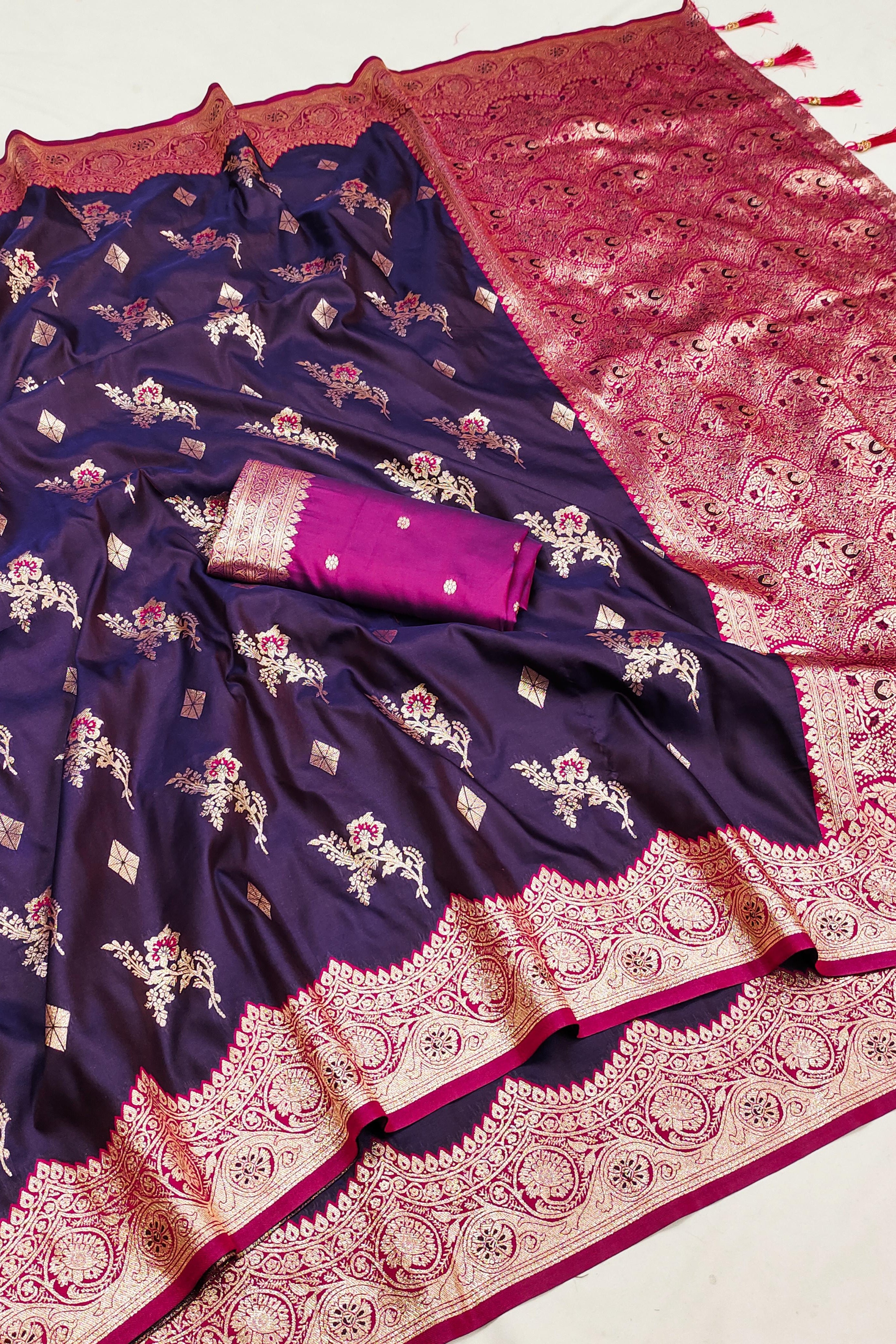 Soft Banarasi Silk Meenakari Weaving Saree