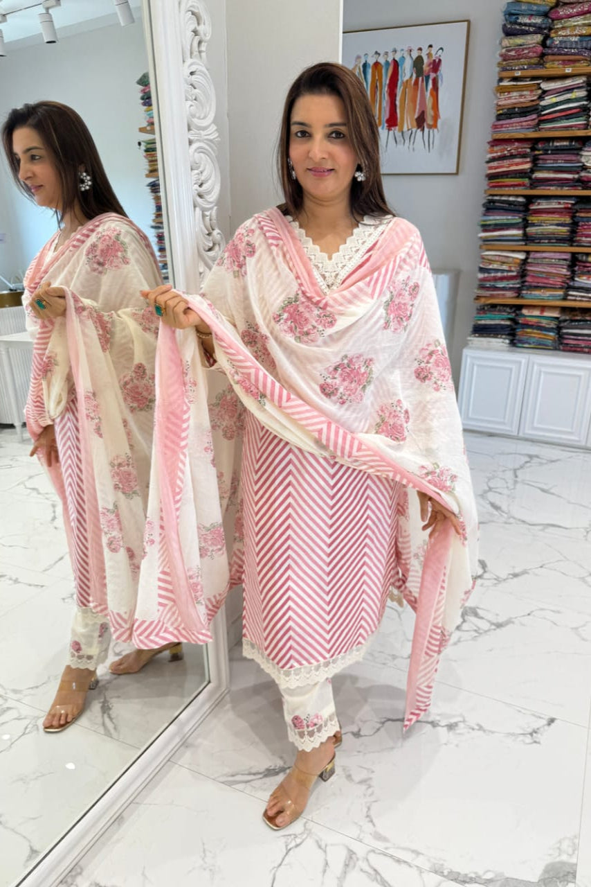 Beautiful Gorgeous Lahriya Pure Cotton Suit Set