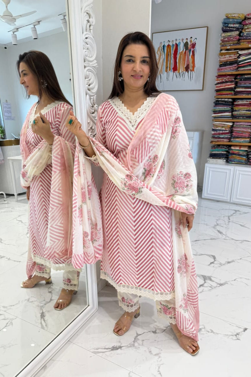 Beautiful Gorgeous Lahriya Pure Cotton Suit Set