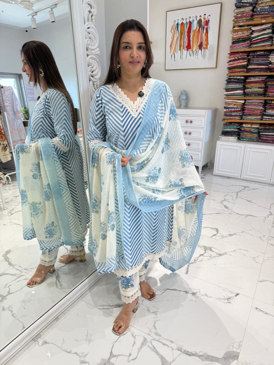 Beautiful Gorgeous Lahriya Pure Cotton Suit Set