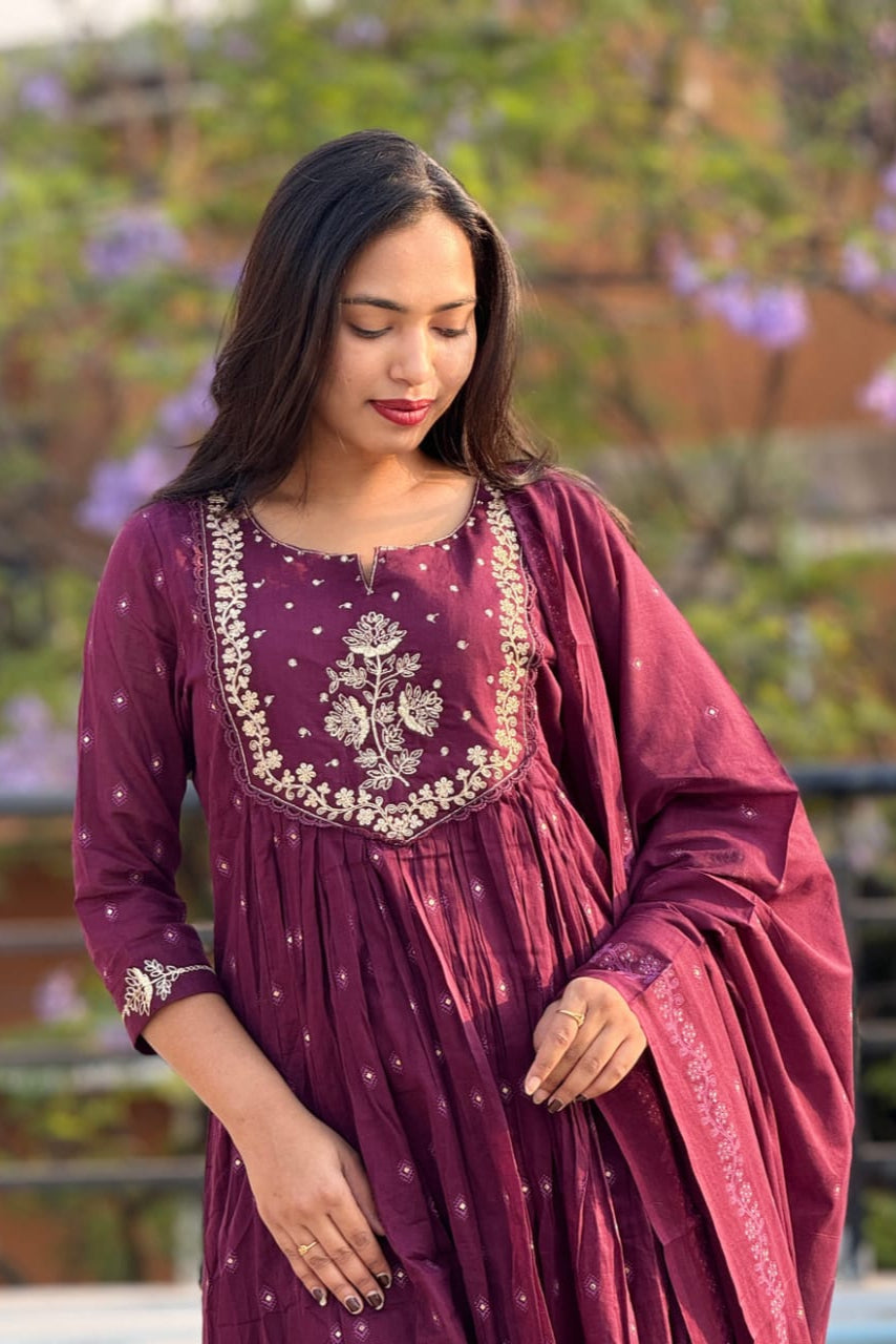 New Traditional Embroidered Anarkali Kurta Set