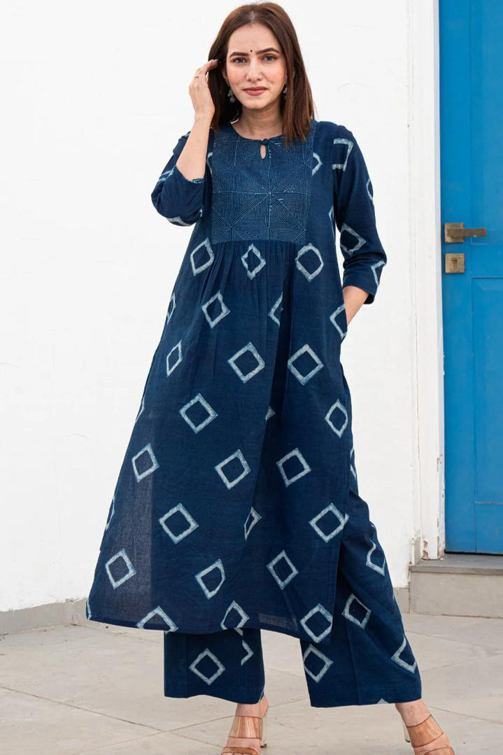 Blue Cotton Comfort Set with Pockets