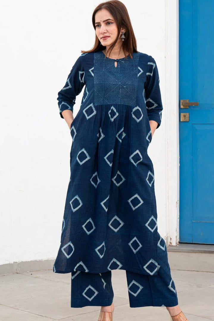 Blue Cotton Comfort Set with Pockets