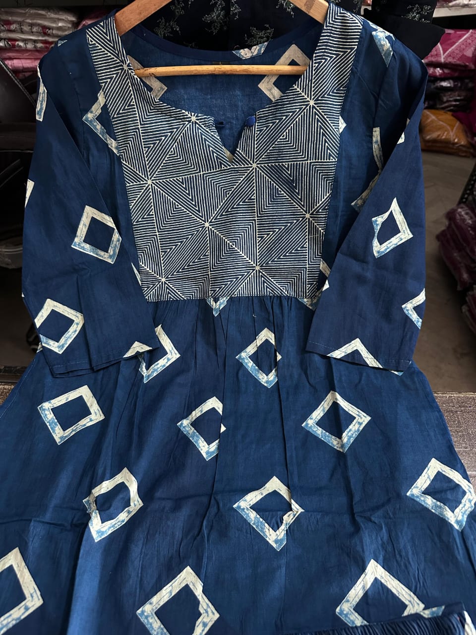 Blue Cotton Comfort Set with Pockets