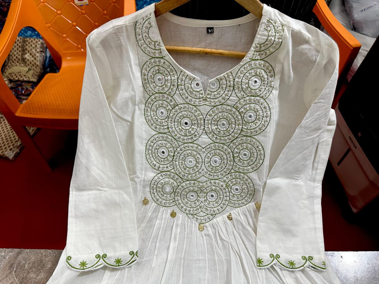 Shwetbela White Anarkali Cotton Suit Set