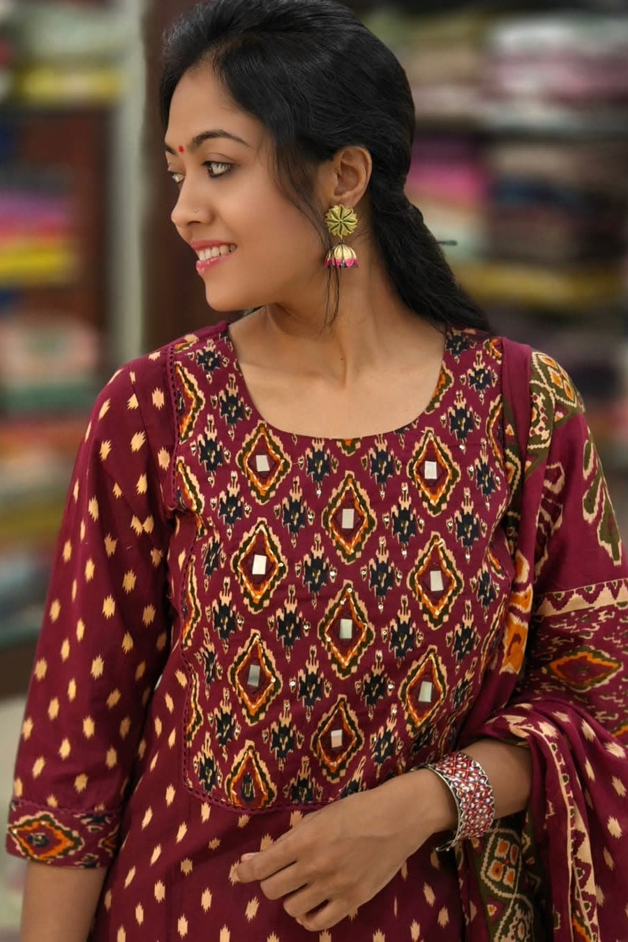 Rangdeep Maroon Cotton Embroidered Suit Set