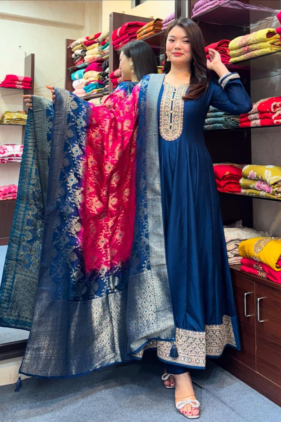 Noor-E-Chandni Anarkali Kurti Pant Dupatta Set