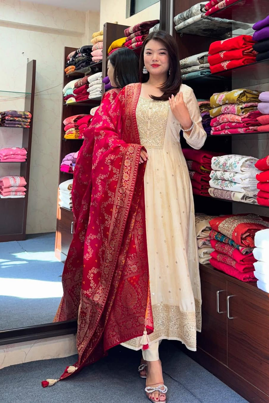 Noor-E-Chandni Anarkali Kurti Pant Dupatta Set