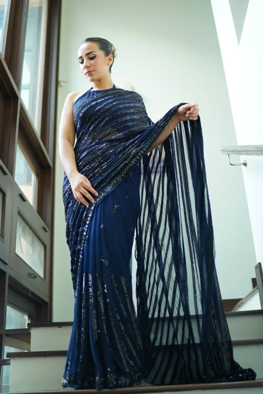 Sitara Sequin Embroidered Georgette Saree