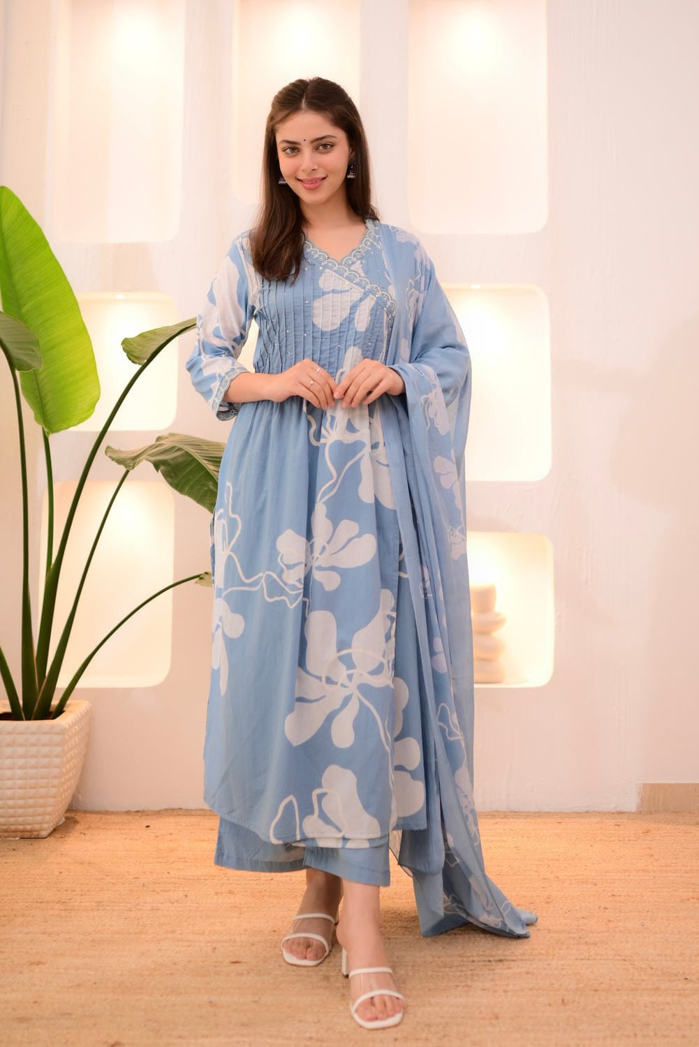 Aafreen Light Blue Azrak Cotton Suit Set