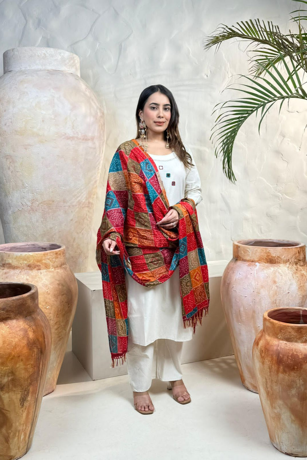 Trending Off-White Khadi Flex Embroidered Suit Set