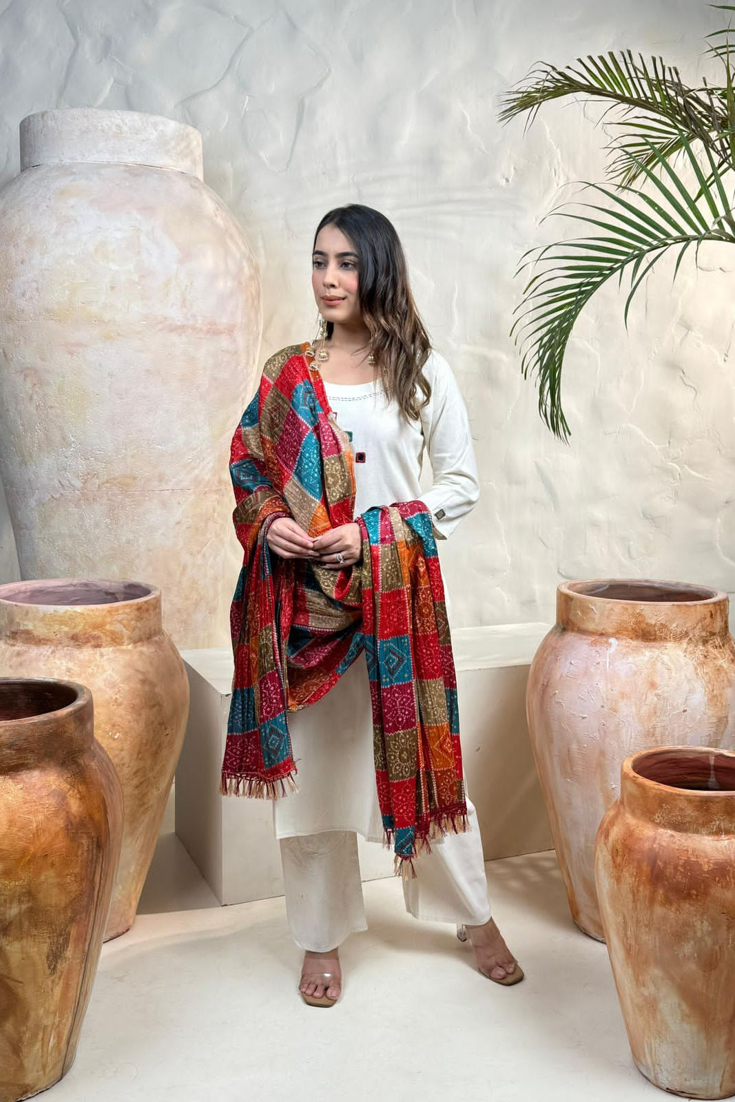 Trending Off-White Khadi Flex Embroidered Suit Set