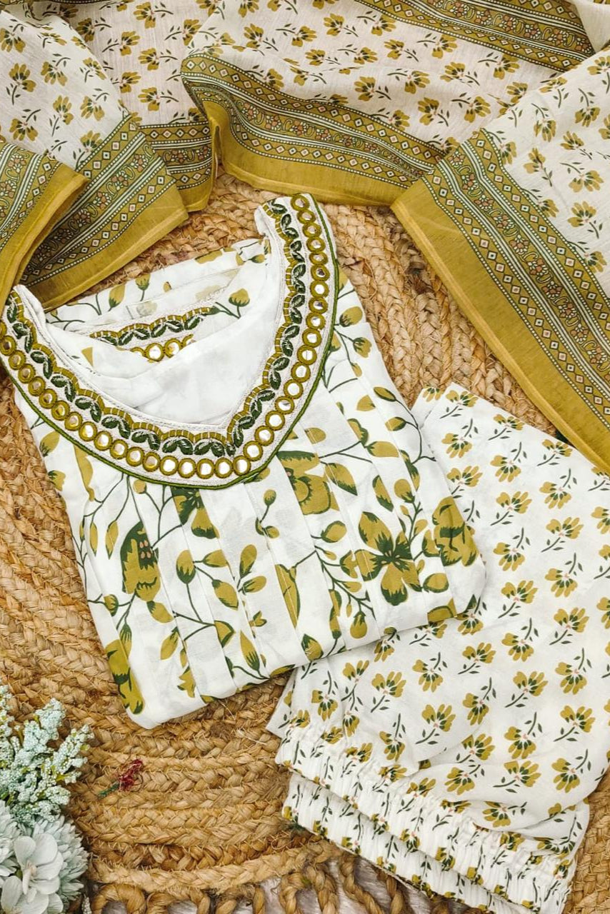 Beautiful Yellow Floral Anarkali Palazzo Set