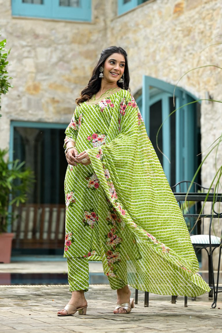 Lahariya Embroidered Cotton Suit Set