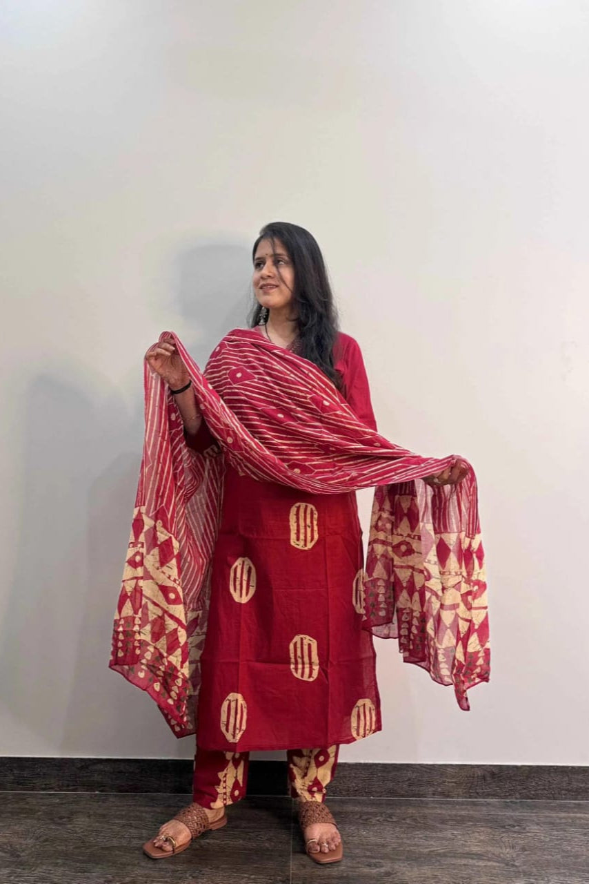 Beautiful Pure Fine Cotton Embroidered Suit Set