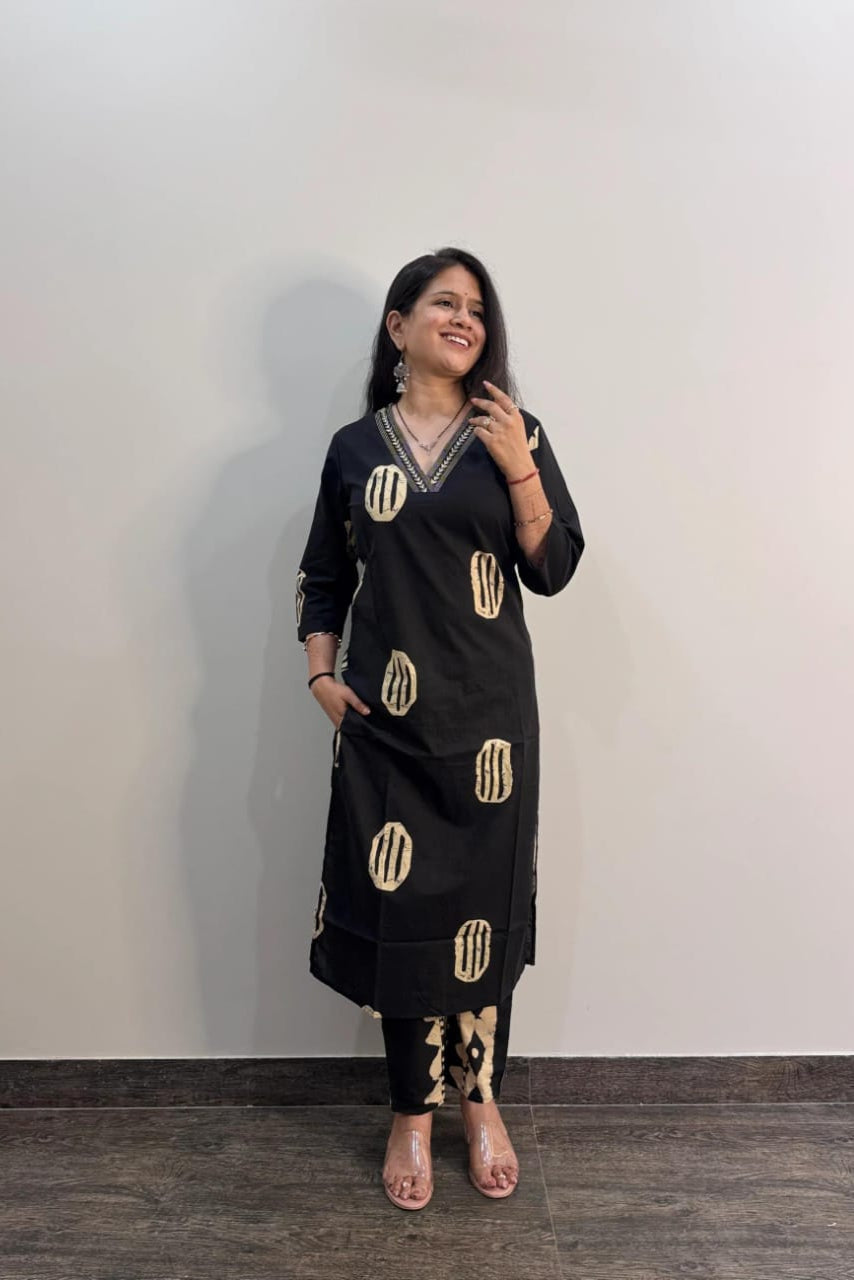 Beautiful Pure Fine Cotton Embroidered Suit Set