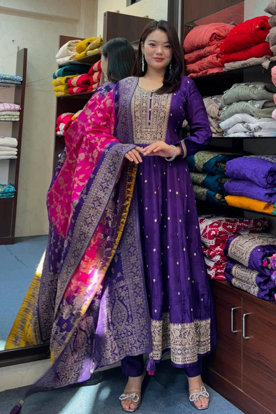 Noor-E-Chandni Anarkali Kurti Pant Dupatta Set