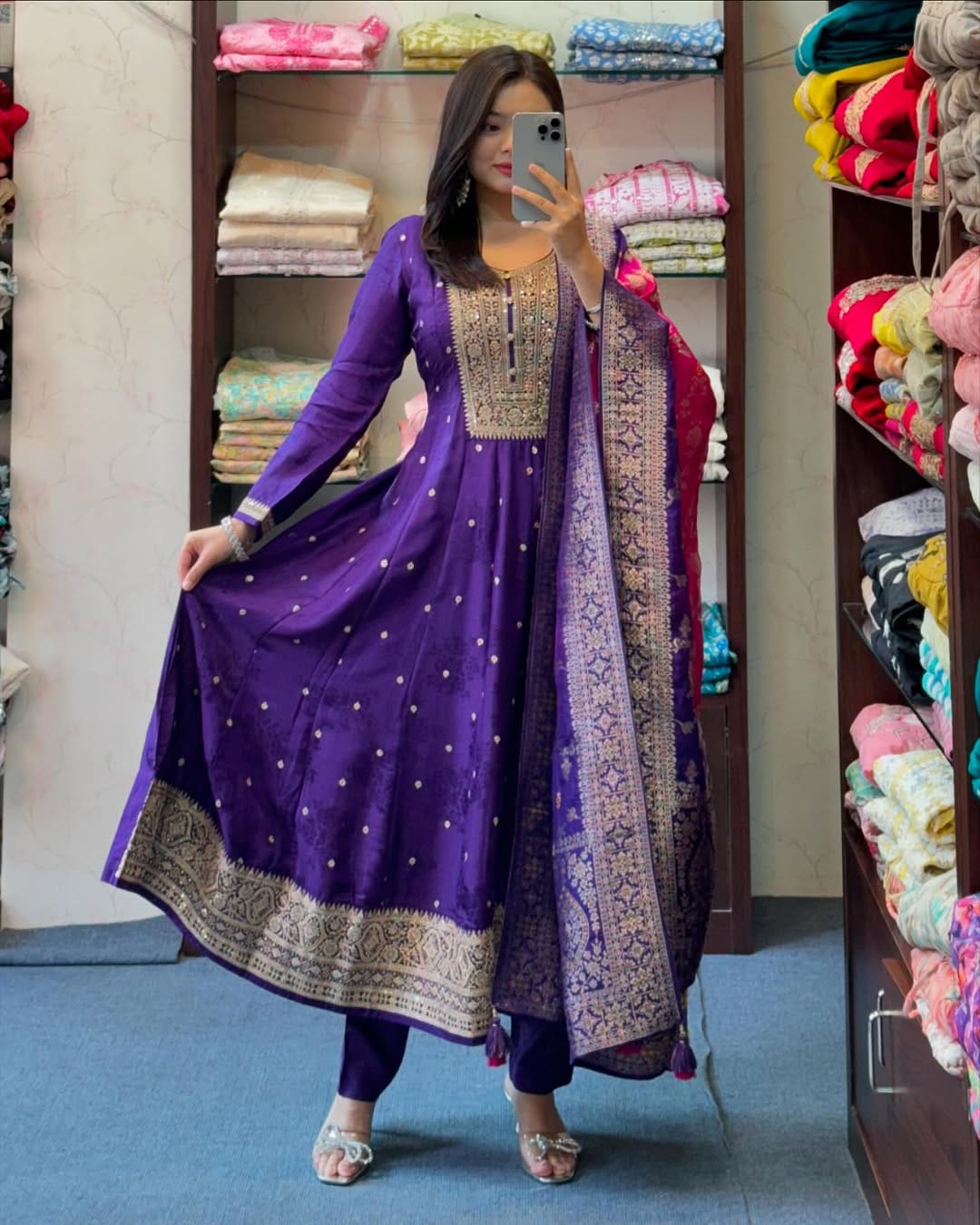Noor-E-Chandni Anarkali Kurti Pant Dupatta Set
