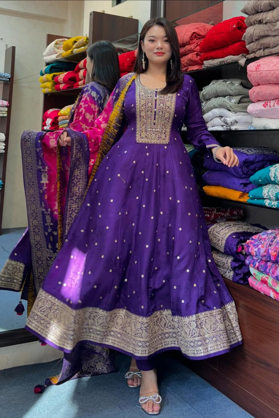 Noor-E-Chandni Anarkali Kurti Pant Dupatta Set