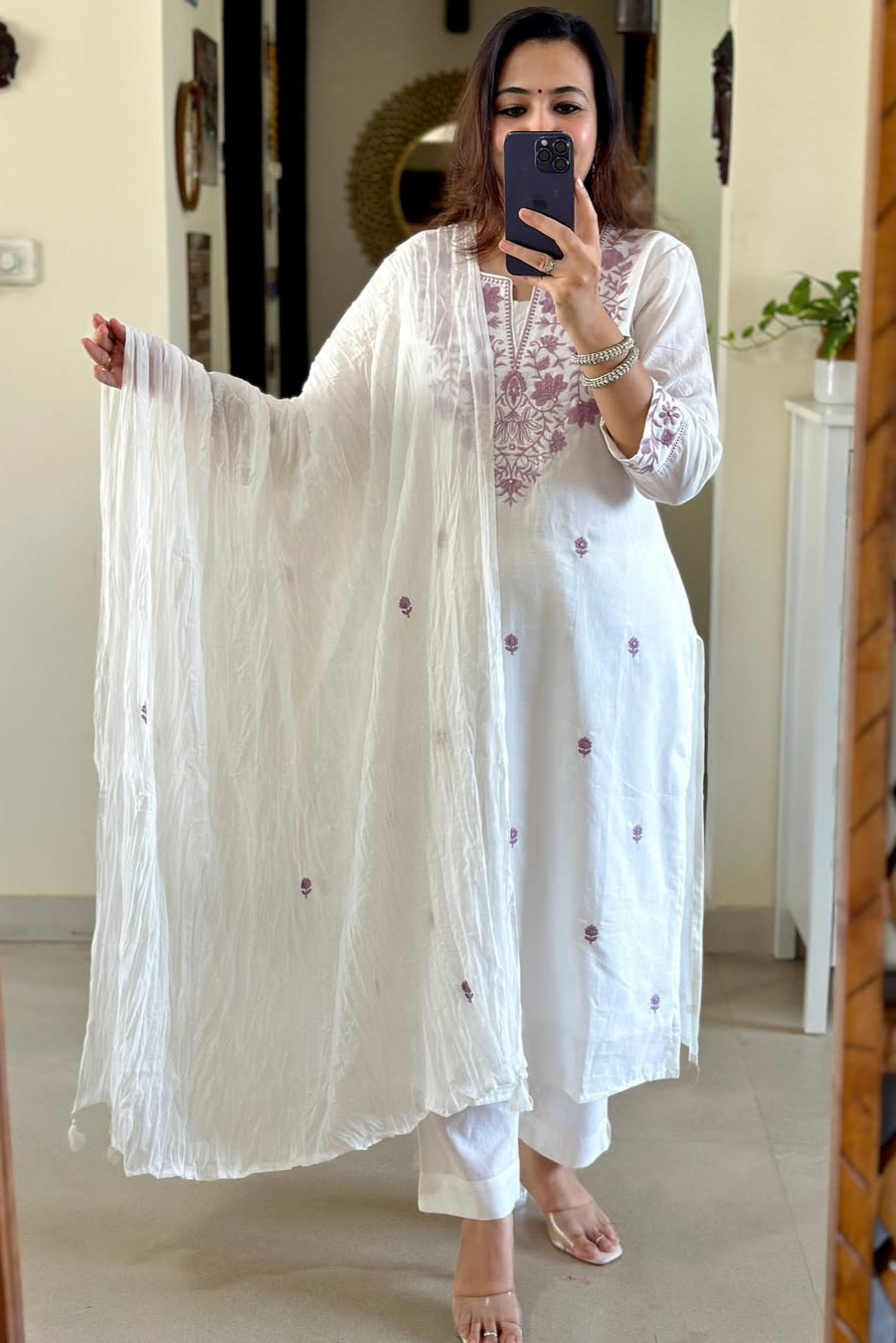 Noor-e-Khadi White Embroidered Khadi Flex Suit Set
