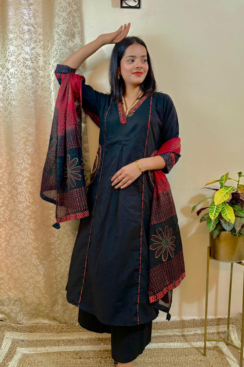 Nazaara Cotton Embroidered Suit Set
