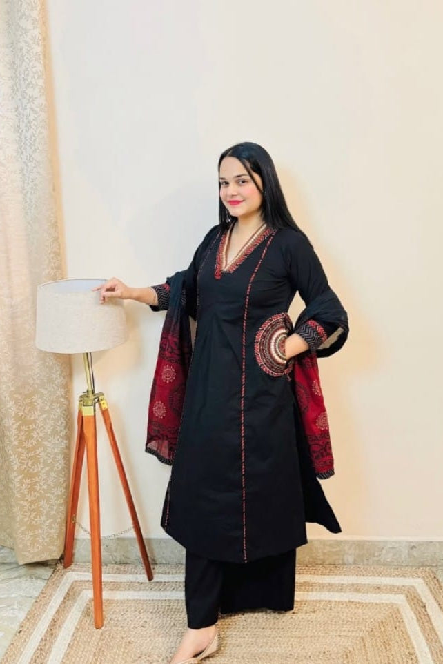 Nazaara Cotton Embroidered Suit Set