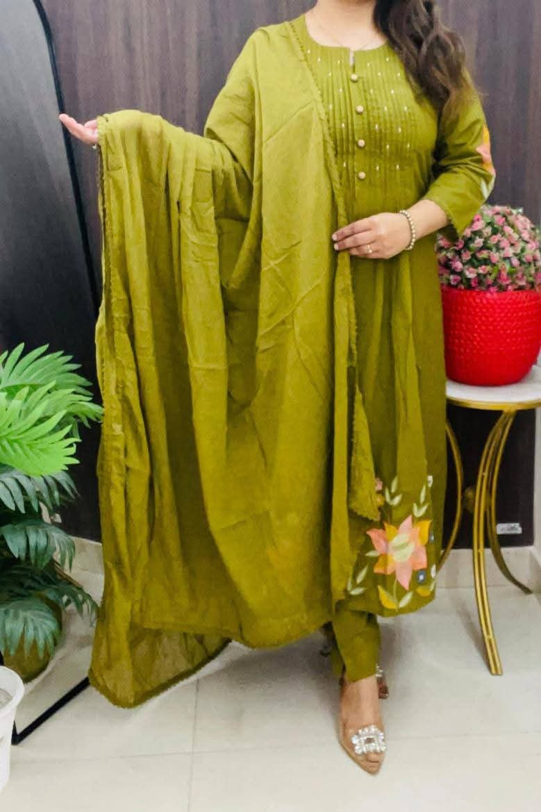 Yoke Beautiful Handcrafted Cotton Elegance Suit Set