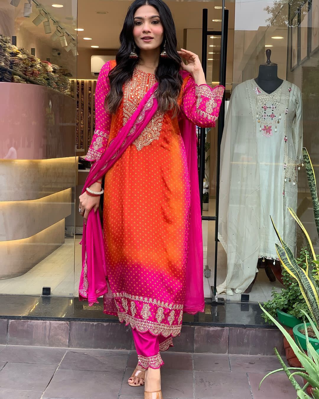 Beautiful Gulnaar Chinon Print Suit Set