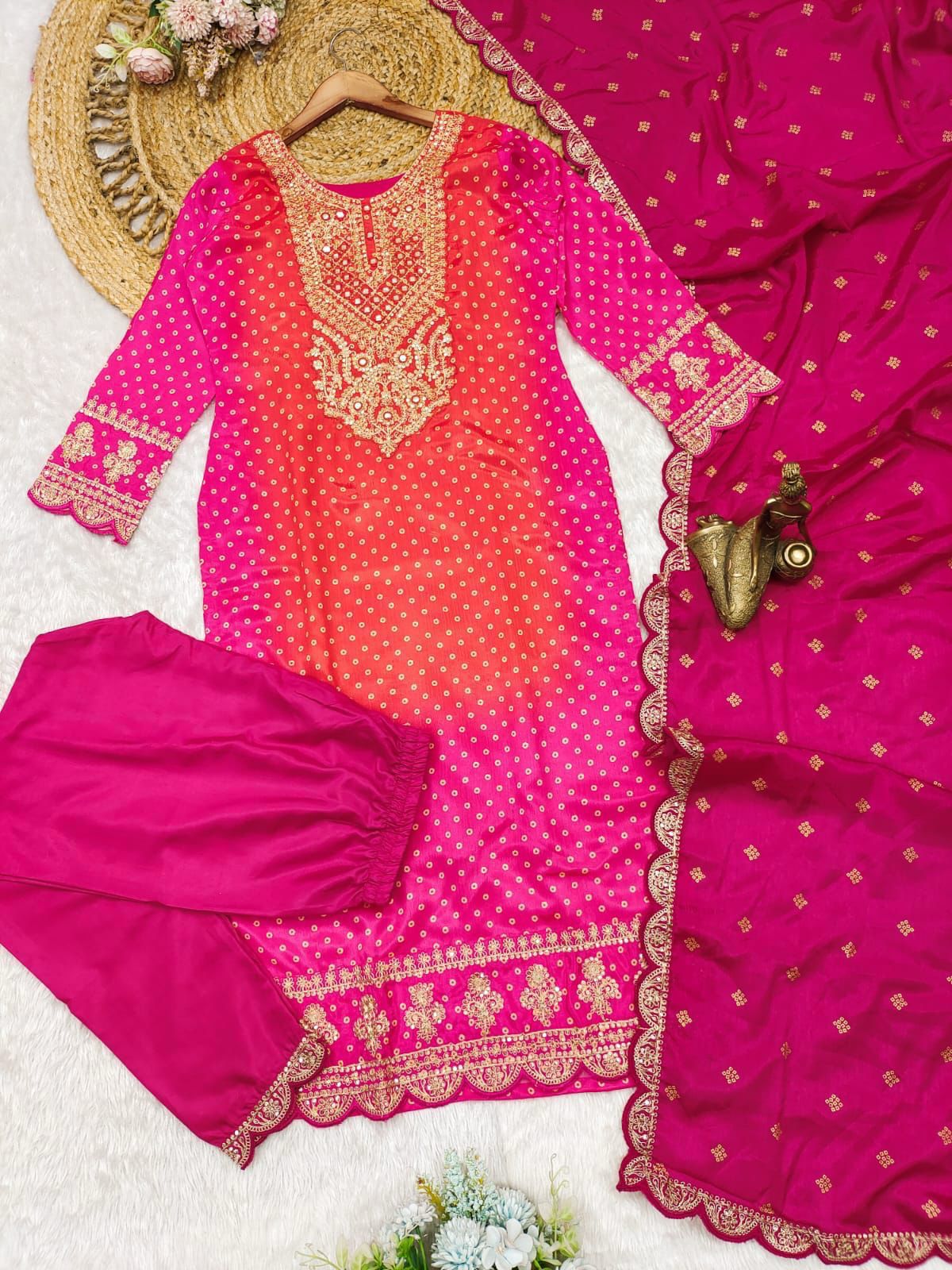 Beautiful Gulnaar Chinon Print Suit Set