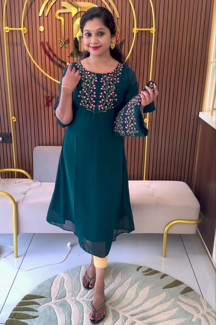 Morpaankh Fox Georgette Embroidered Gown