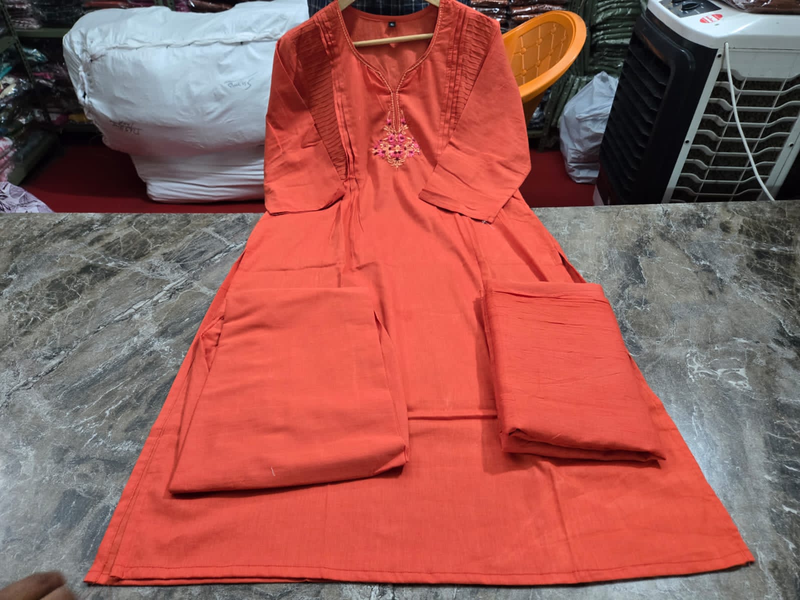 Rangtara Embroidered Cotton Kurta Pant Dupatta Set