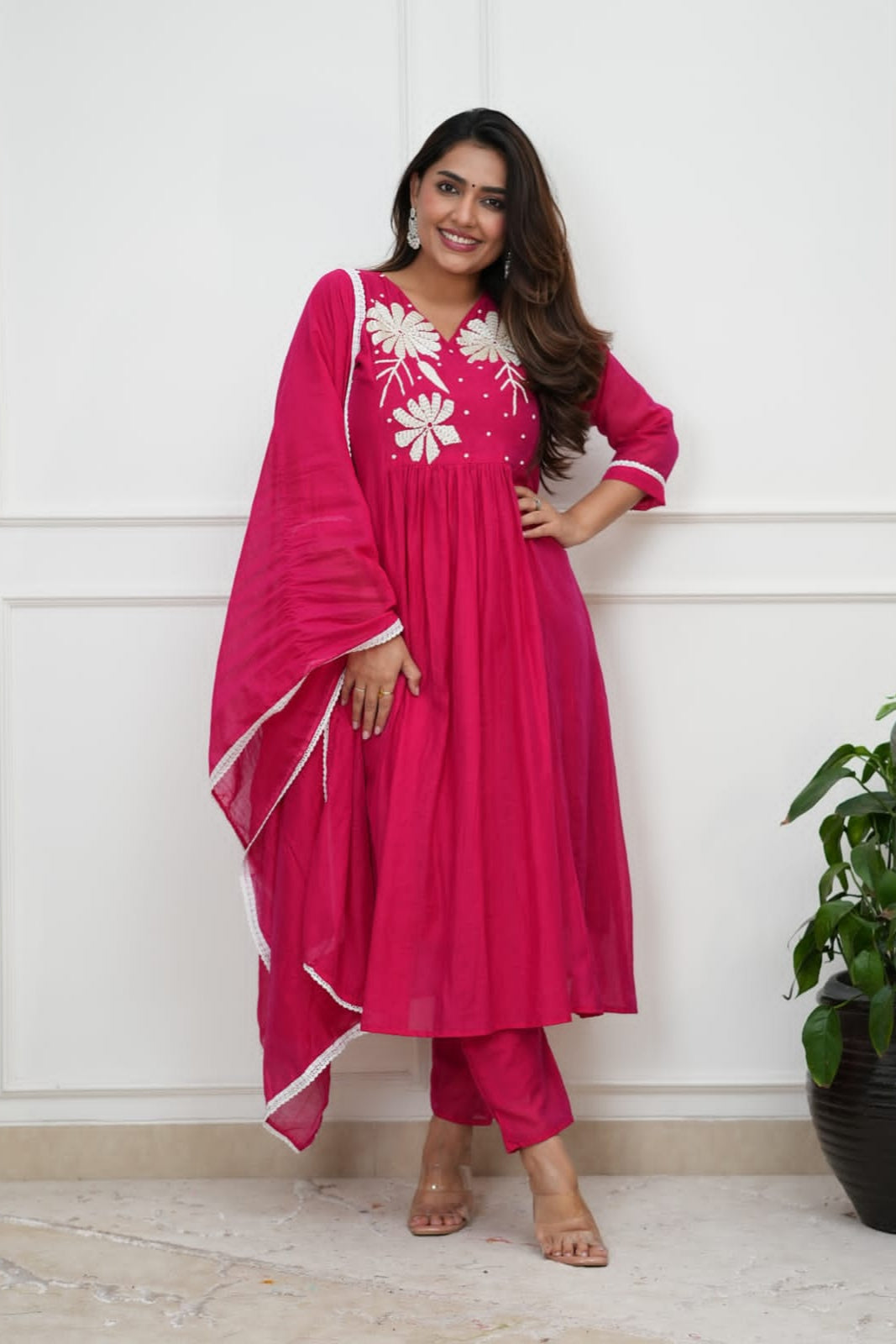 Gulbahaar Pink Flair Cotton Kurta Set