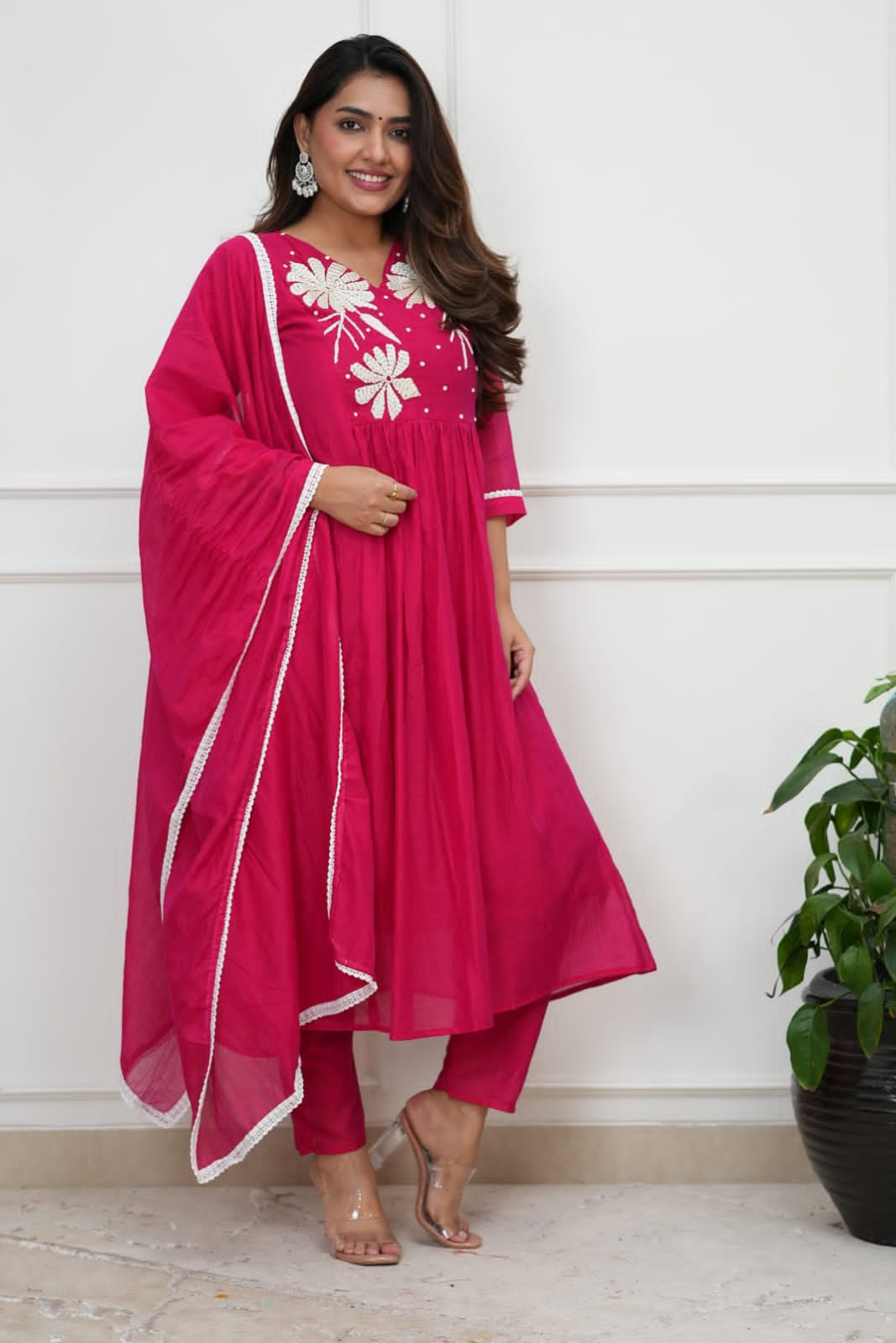 Gulbahaar Pink Flair Cotton Kurta Set