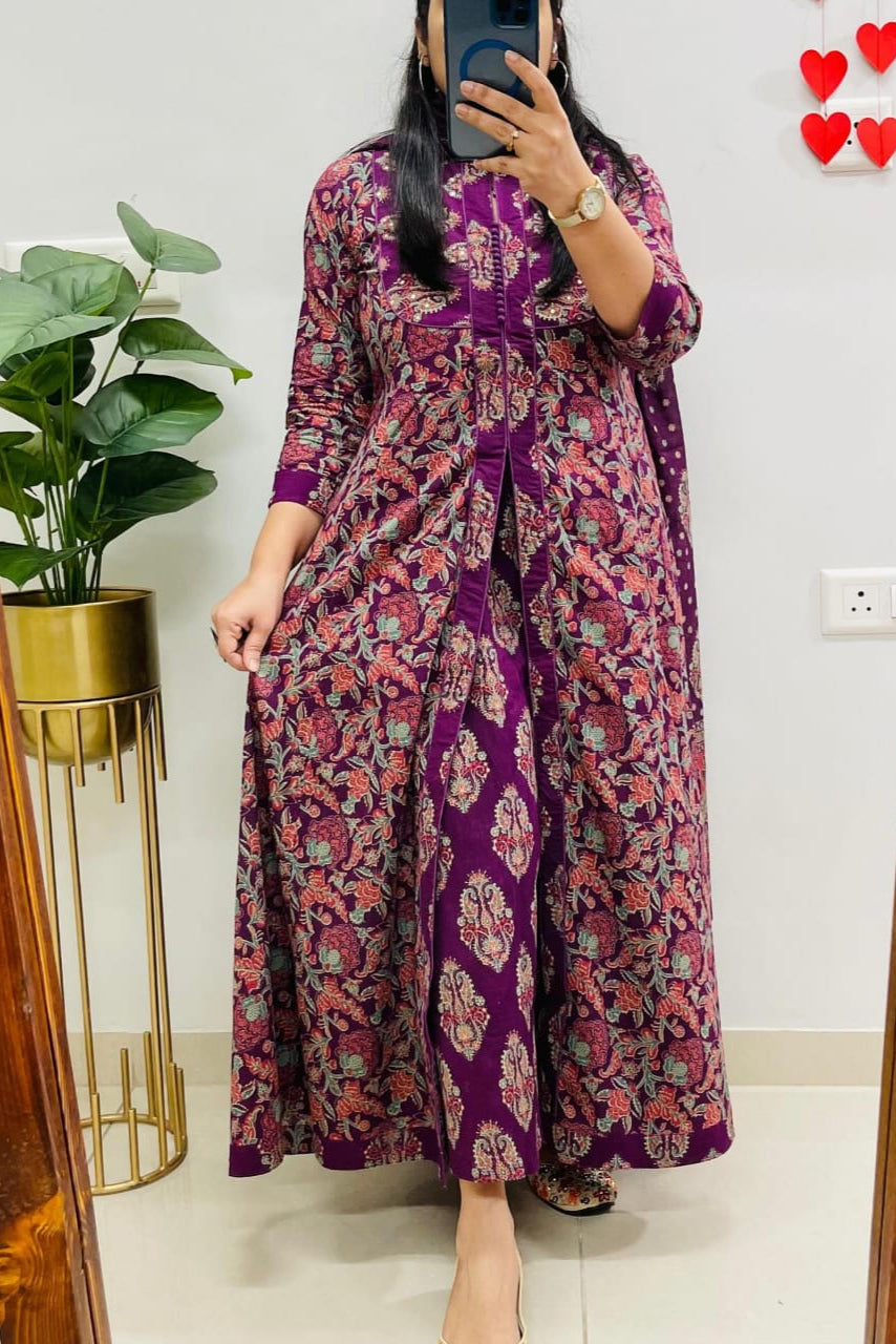 Gulzaar Purple Handwork Anarkali Kurta Set